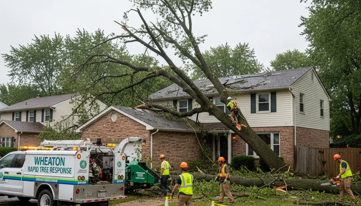 Emergency tree removal after storm damage in Naperville, IL restoring safety and property access