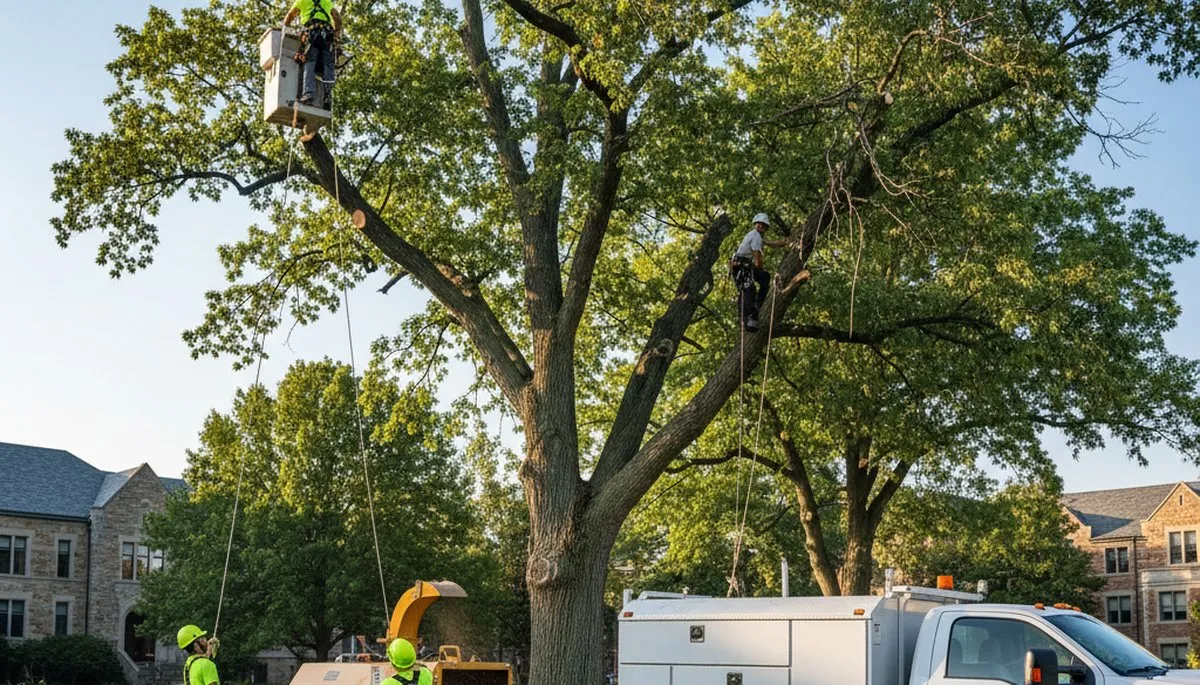 Professional tree removal service in Naperville IL safely clearing residential property trees