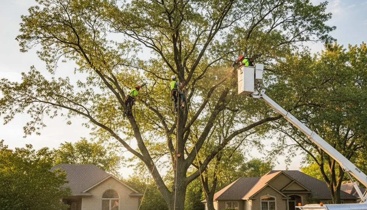 Professional tree removal service in Naperville IL by certified arborists safely clearing large trees